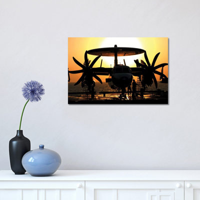 Sailors Work on an E-2C Hawkeye Aircraft Aboard USS Abraham Lincoln 1 Piece Wrapped Canvas Wall Art