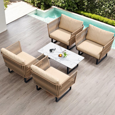 Yanina Wicker 4 - Person Patio Conversation Set with Cushions