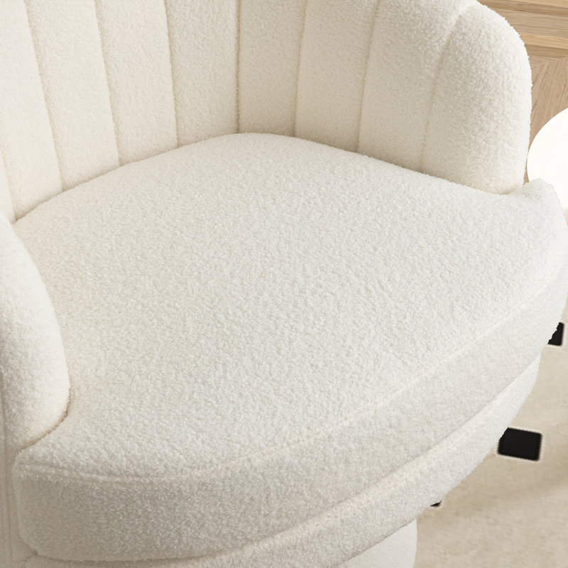 29" Wide Modern Comfortable Upholstered Swivel Arm Barrel Chair