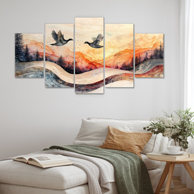 Goose Animals Into A Winter Horizon III - Goose Animal Wall Decor - Traditional Wall Art