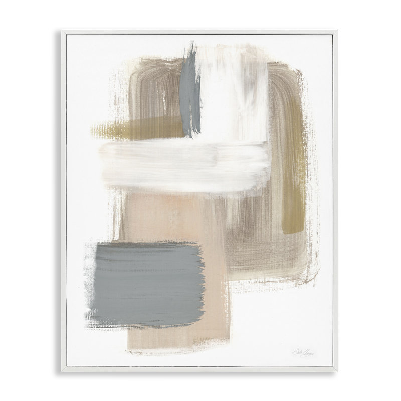 «Neutral Paint Strokes», art de la giclée encadrée par Stella Chang, Giclée encadrée blanc bord de mer, H 20 po x l 16 po