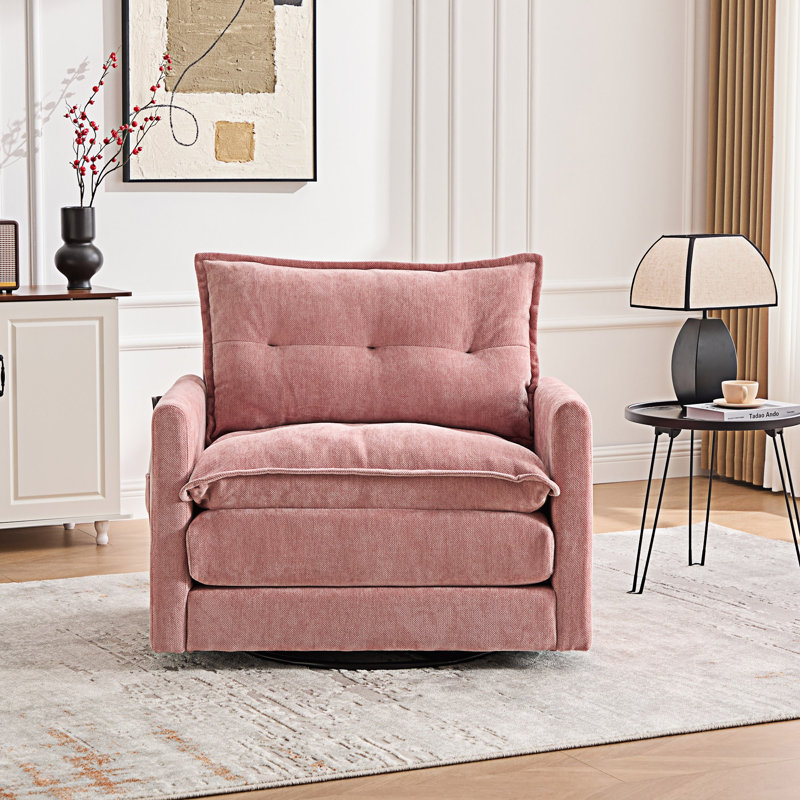Swivel Barrel Chair Single Sofa, Pink