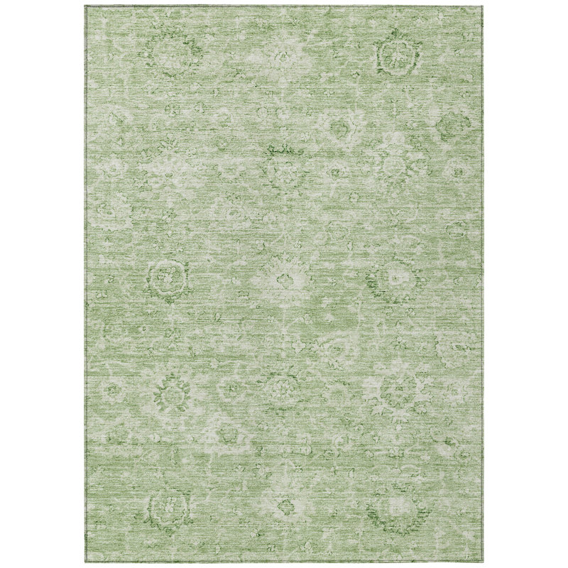 Chroma Green Washable Indoor-Outdoor Rug - , 2'6" x 3'10"