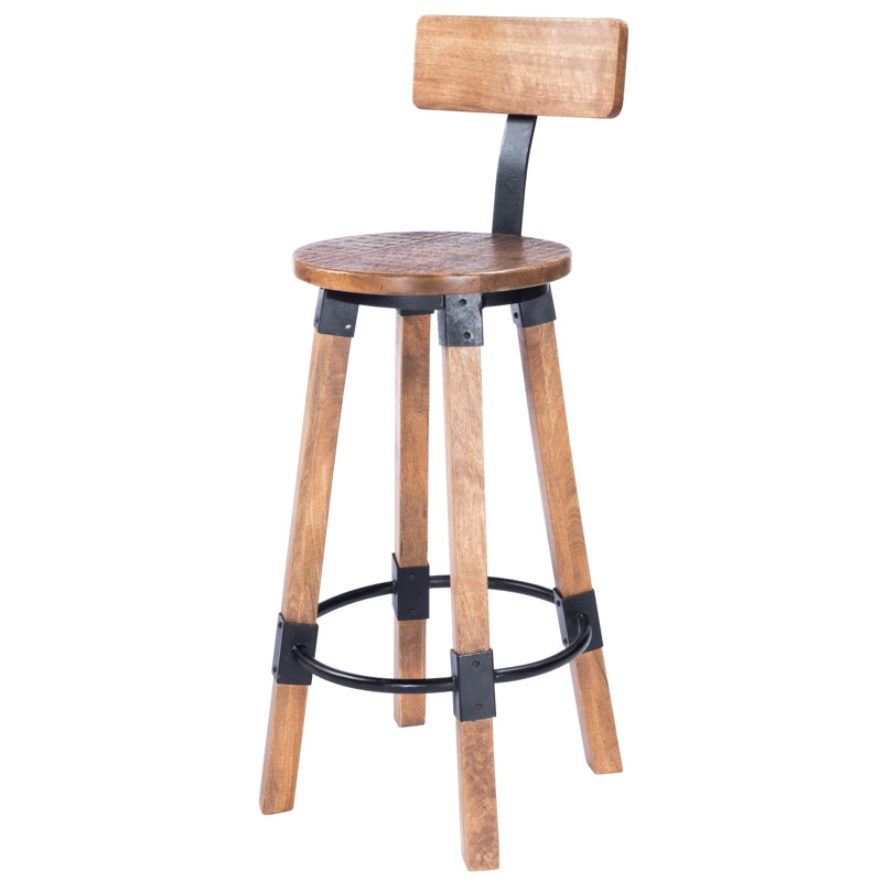 Ston Easton Solid Wood Counter & Bar Stool, Bar Stool (31” Seat Height), Light Brown