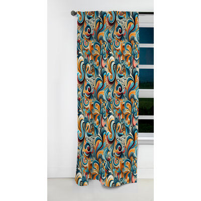 Paisley Yellow And Blue Treasures Expedition - Floral Curtain - Blackout Curtain - 1 Panels
