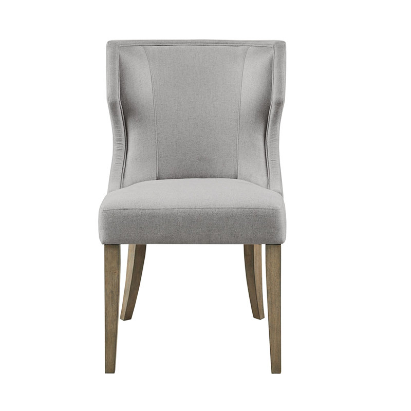 Chaise de salle à manger rembourrée avec dossier à oreilles pour la maison, teinte grise, pieds de table en bois massif, pieds, mobilier moderne