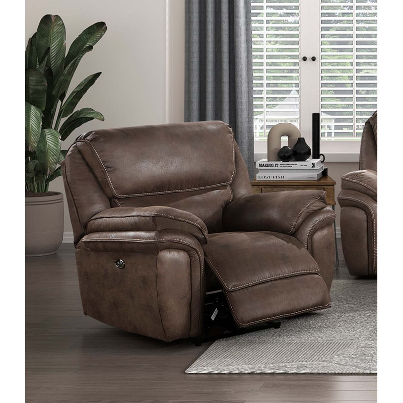 Ensemble de canapé inclinable de salon avec port USB, Brun