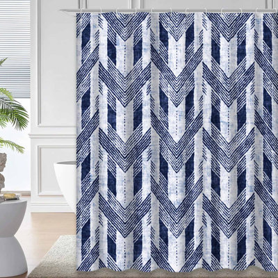 Blue Waterproof Shower Curtain,Shower Curtains for Bathroom with 12 Hooks