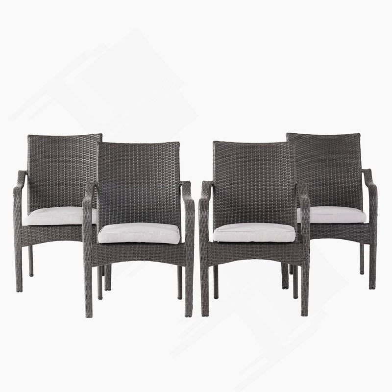 Outdoor Rattan Dining Set with 4 Dining Chairs,Grey