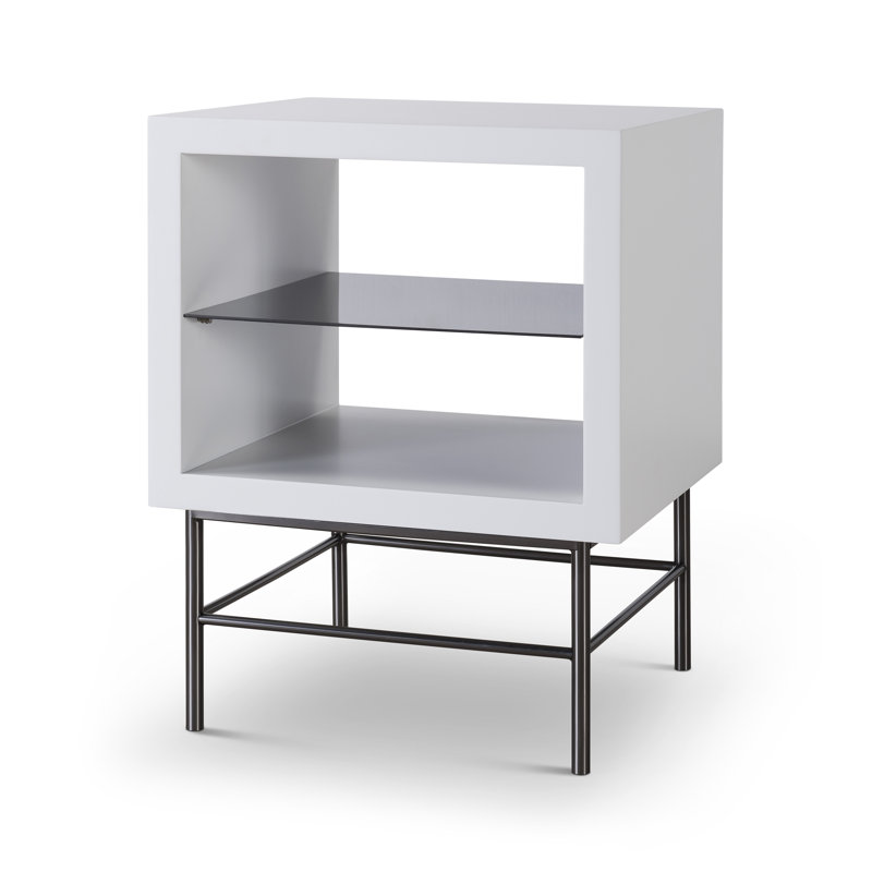 Nicholls End Table, Dark Chrome, White