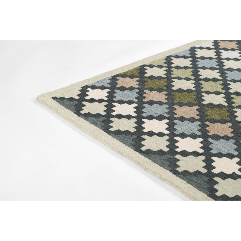 Erin Gates by Momeni Abbot Hand Tufted Wool Geometric Blue Area Rug, Rectangle 3'6" x 5'6"