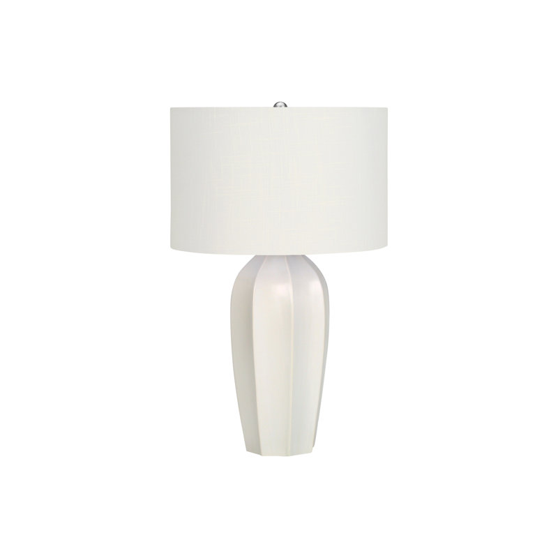 Lighting, H 27 po, lampe de table, céramique crème, abat-jour ivoire / crème, moderne