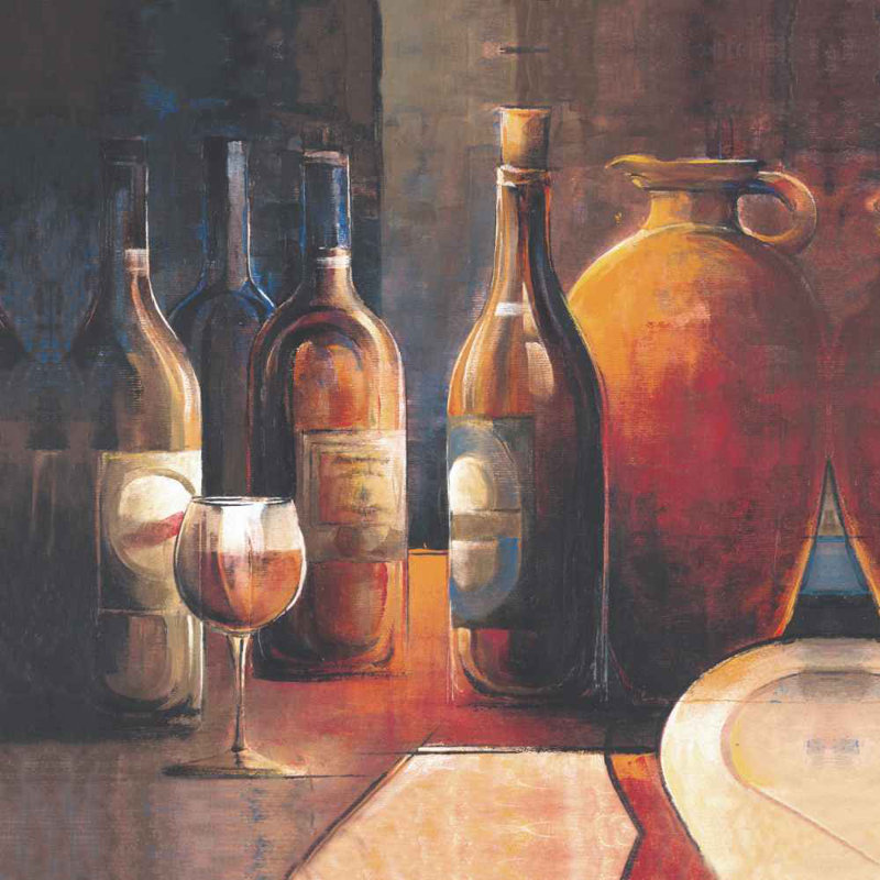 Rustic Wine Dinner - Wrapped Canvas Painting, 30cm H x 30cm W x 3.8cm D