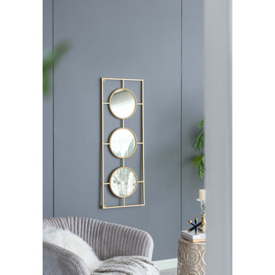 3 Mirror Piece Wall Mirror In Gold Rectangular Frame