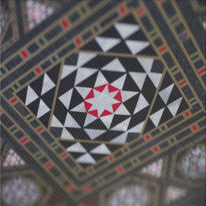 Tapis géométrique noir, Carré 6 pi