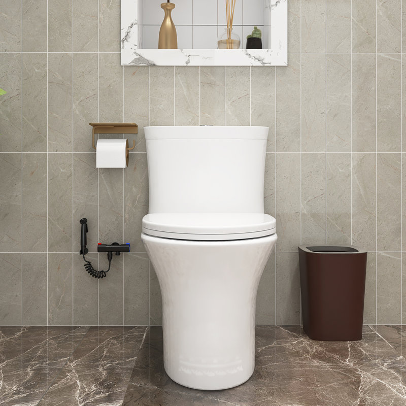 Toilette allongée 1 pièce à double chasse 1,1 / 1,6 GPF avec siège blanc incluse