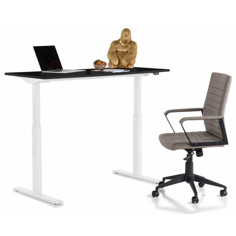 Desk Office Smart, Black, White, 120cm H x 140cm W x 70cm D