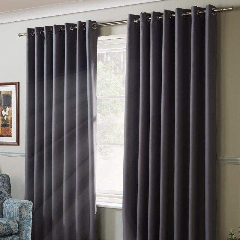 Nashli Room Darkening Eyelet Ring Top Curtains, 168 W x 137 D cm, Silver