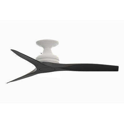Spitfire 48 Inch Indoor/Outdoor Propeller Flush Mount Ceiling Fan with Remote Control - Matte White with Black blades