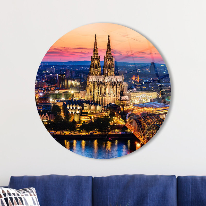 Superbe art mural en verre trempé avec une majestueuse cathédrale idéale pour la décoration intérieure, H 15,7 po x l 15,7 po