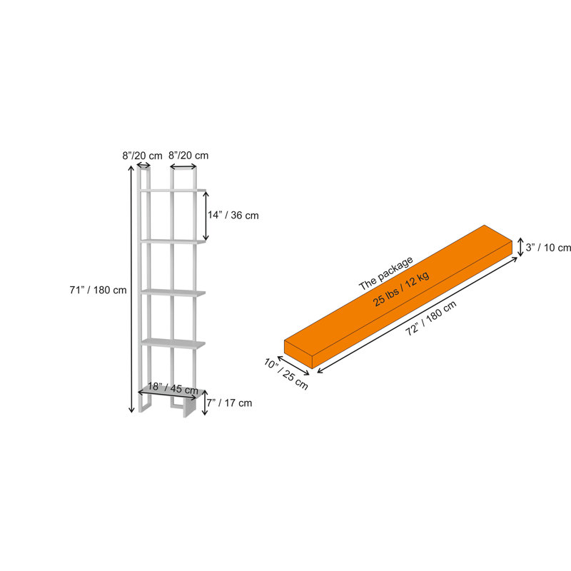 Phaneuf 71'' H x 18'' W Iron Corner Bookcase, White