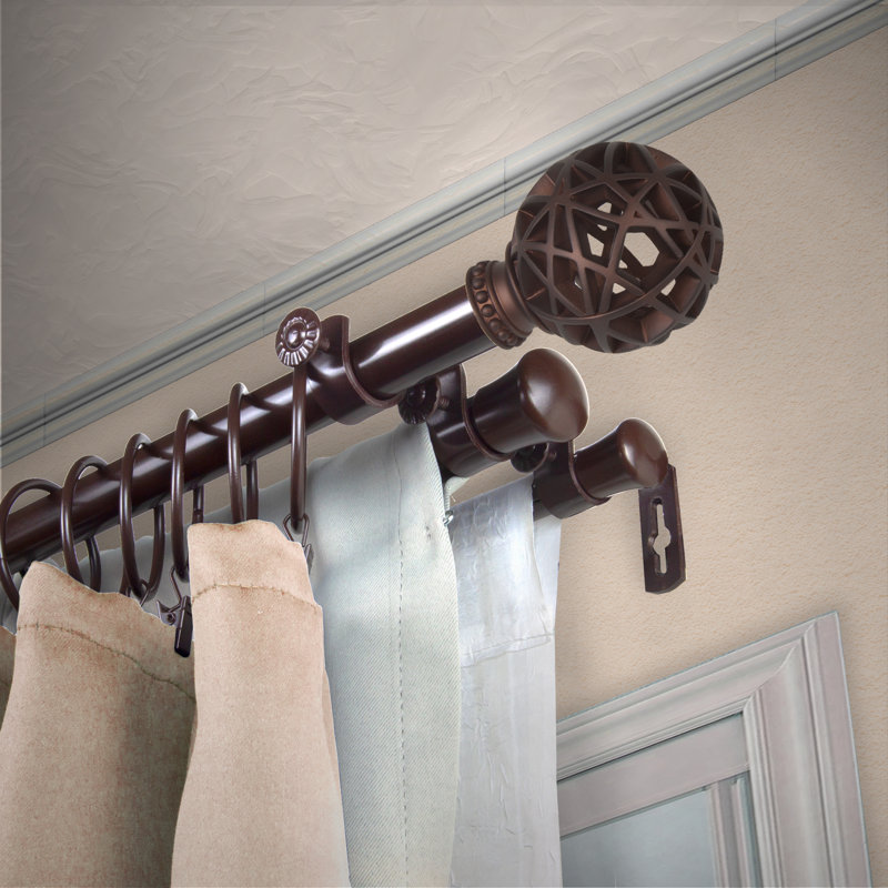 Abir Steel Adjustable 0.81'' Triple Curtain Rod, Cocoa, 28" - 48"