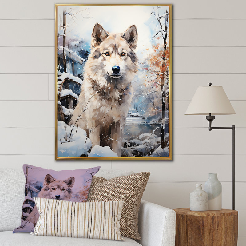 Siberian Dog Serenity III sur toile, Cadre flottant doré, H 32 po x l 16 po