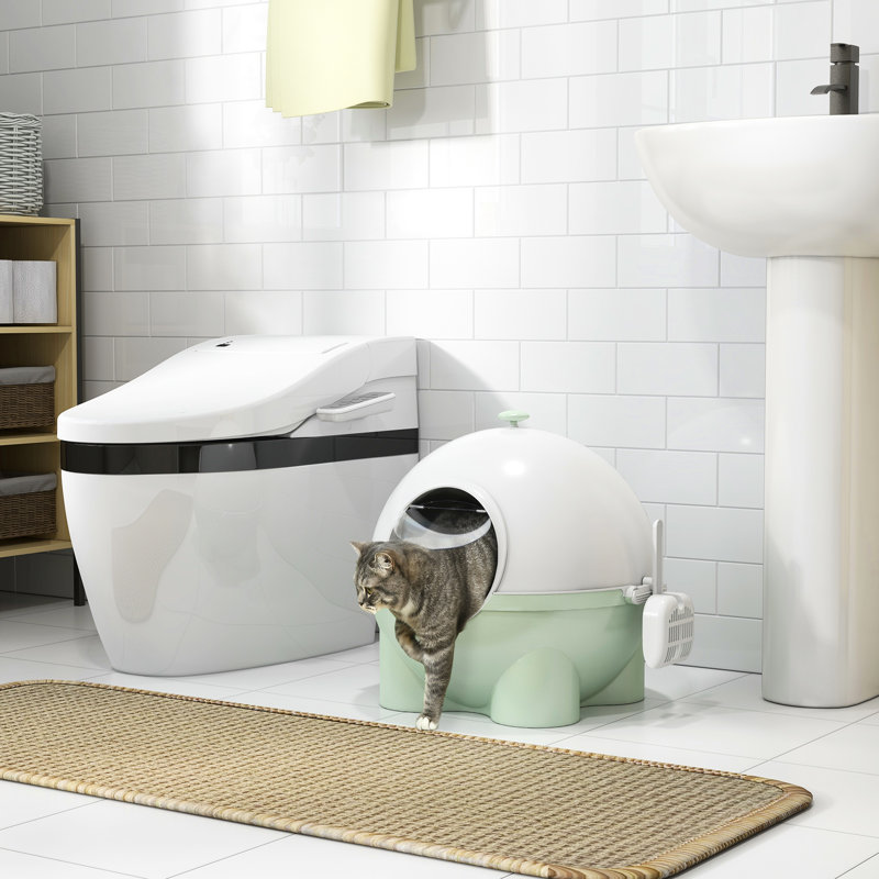 Grande boîte à litière pour chat avec couvercle, pédale de sable qui fuit, grande capacité pour les chats de 9 lb