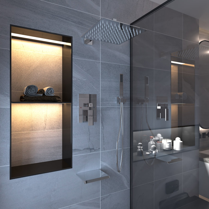 3 jets avec 2,5 gallons par minute 10 po Pomme de douche murale double avec valve, Chrome poli