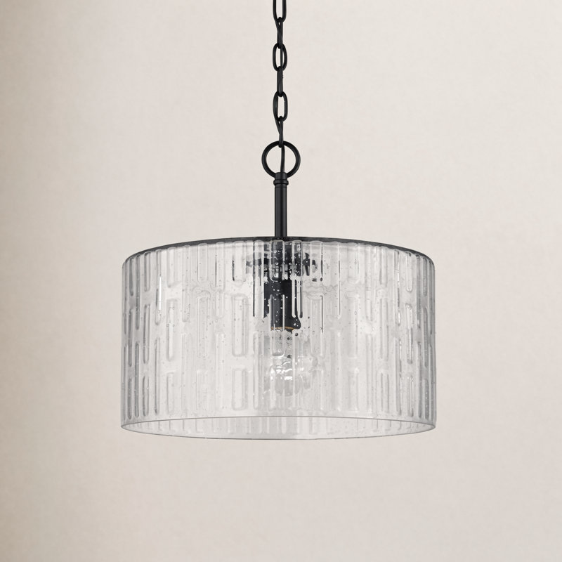 Morrone Glass Semi Flush Mount, Matte Black 