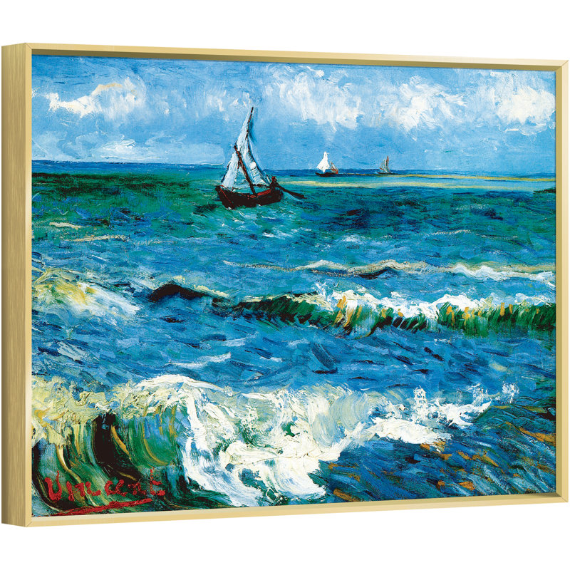 "Vault W", art mural, cadre en aluminium, impressions sur toile de paysage marin à Saintes Maries par Vincent Van Gogh, reproduction de peinture à l'huile classique, œuvre d'art de qualité musée pour la décoration intérieure
