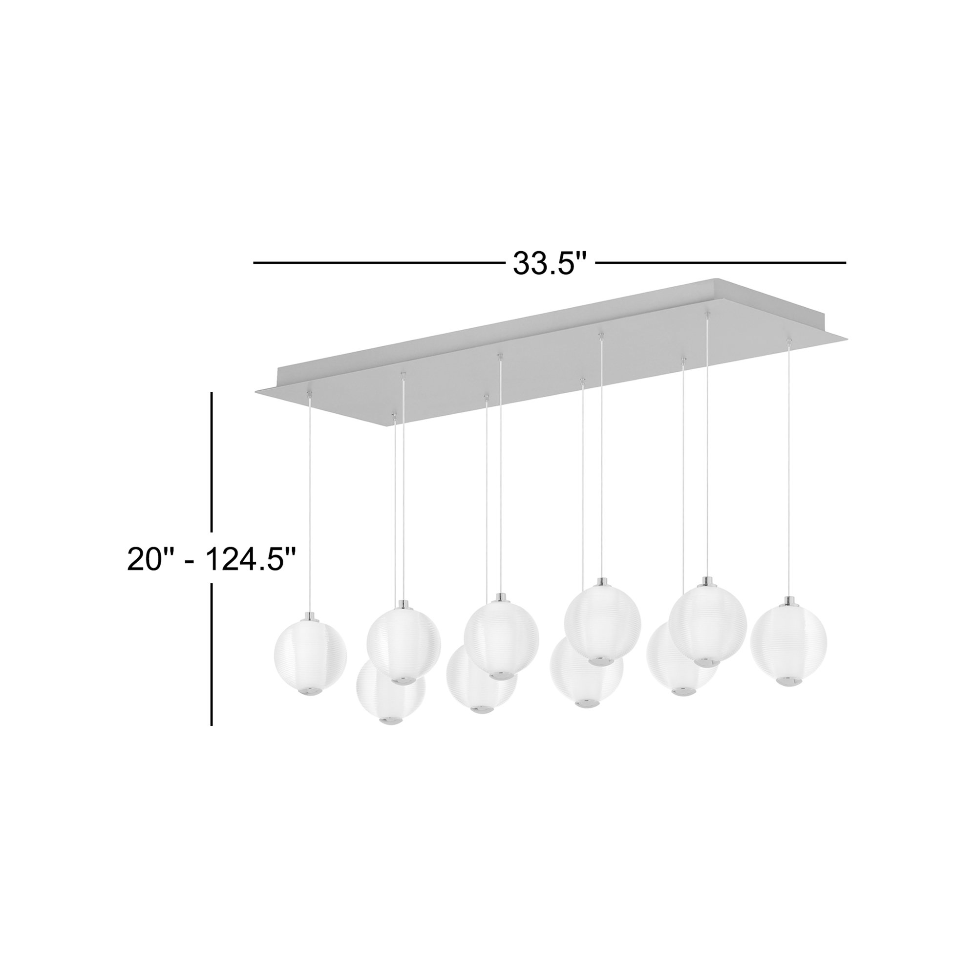 Alicano 10 Light Glass Steel Dimmable LED Pendant, Gold