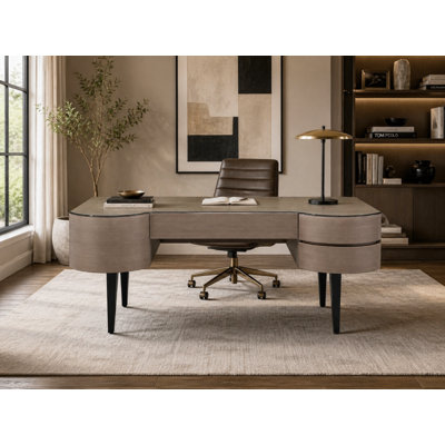 Bureau de direction en U gris avec rangement Chloe