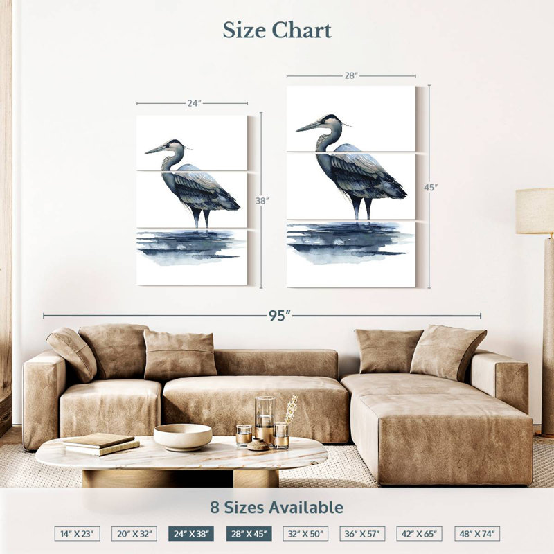 Brampt Azure Heron I, 38" H x 24" W