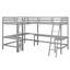 Lit mezzanine simple en L avec 2 bureaux encastrés en bois