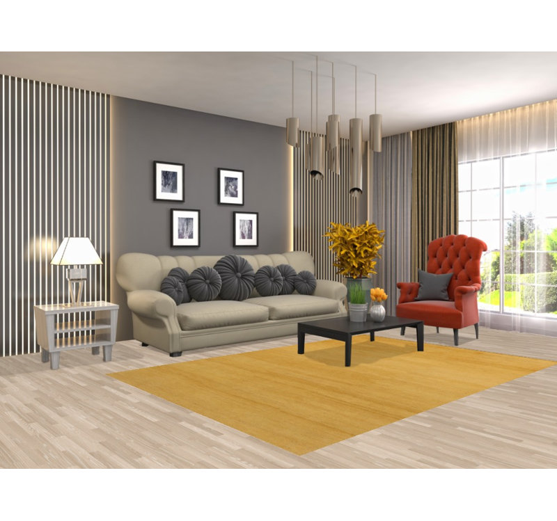 Tapis jaune moderne Gabbeh 6 x 8