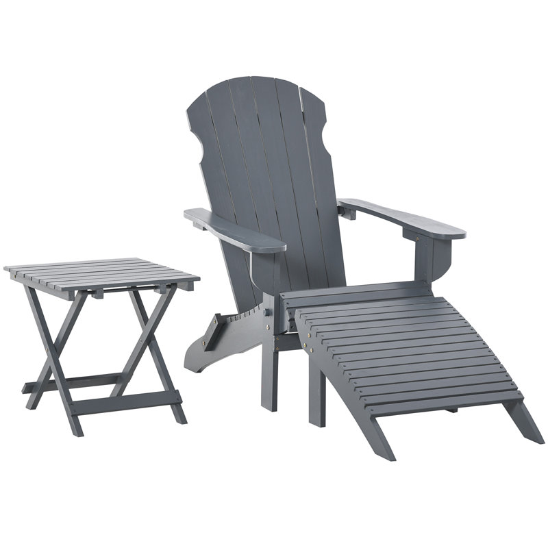 Chaise Adirondack pliante 3 pièces avec repose-pieds et table d'appoint