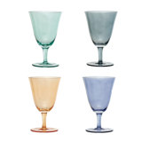 8 Oz. Stemmed Wine Glass Set, Multicolor, Set of 4