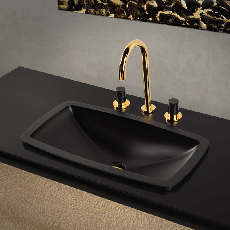 Maestro Bath 12.8'' Resin And Glass Rectangular Bathroom Sink