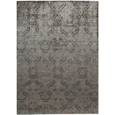Wool Ikat Area Rug in Gray