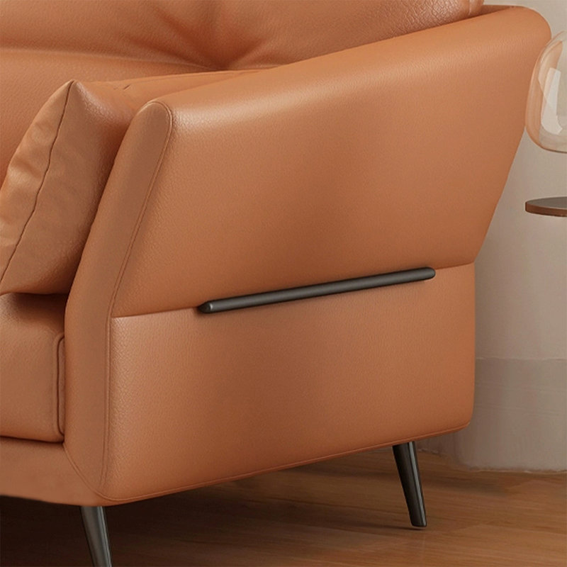 Canapé modulaire orange en cuir véritable, Orange