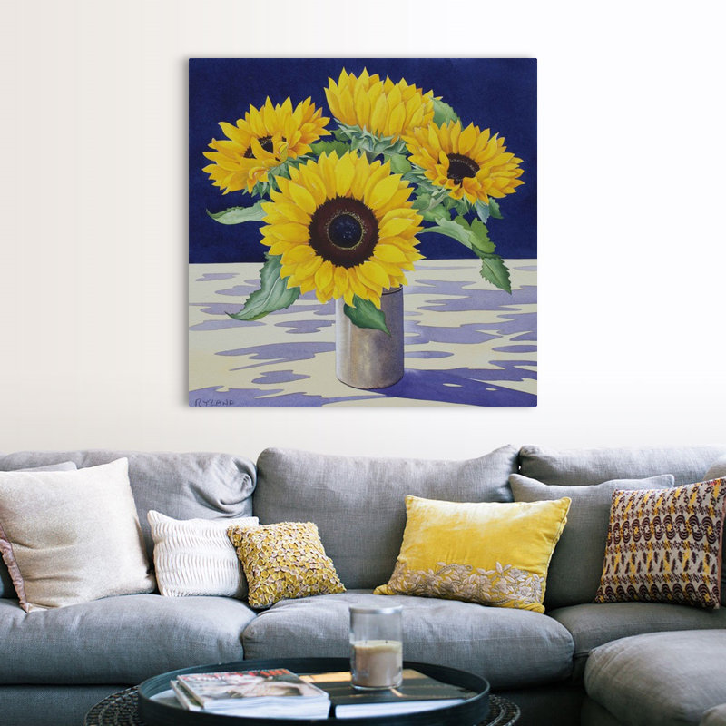 Art mural toile tournesol, Toile tendue, H 48 po x l 48 po x P 1,25 po
