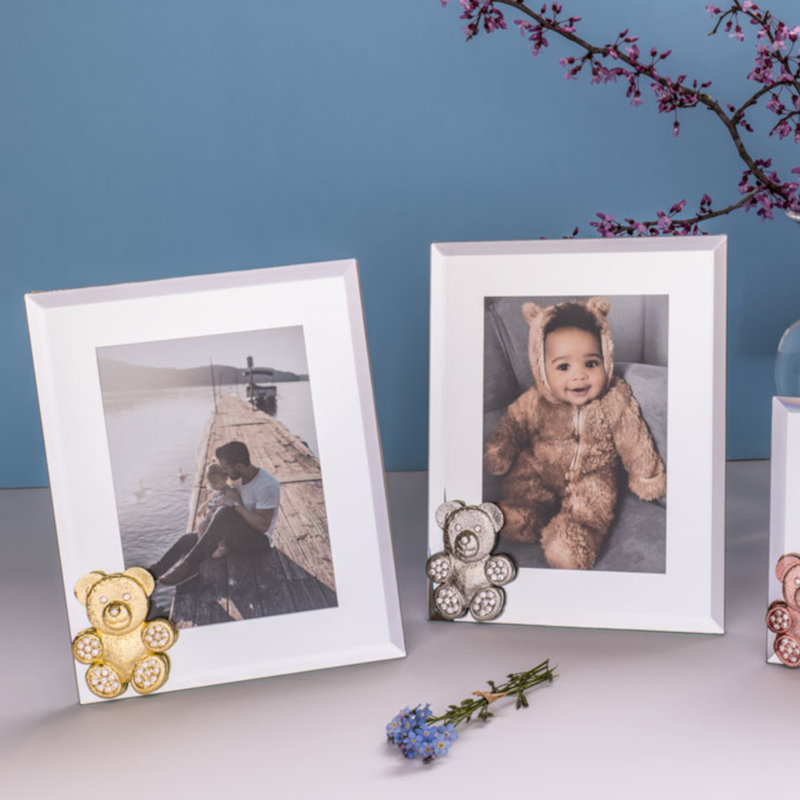 Teddy Bear 4" x 6" Picture Frame, Gold/White, 5" x 7"