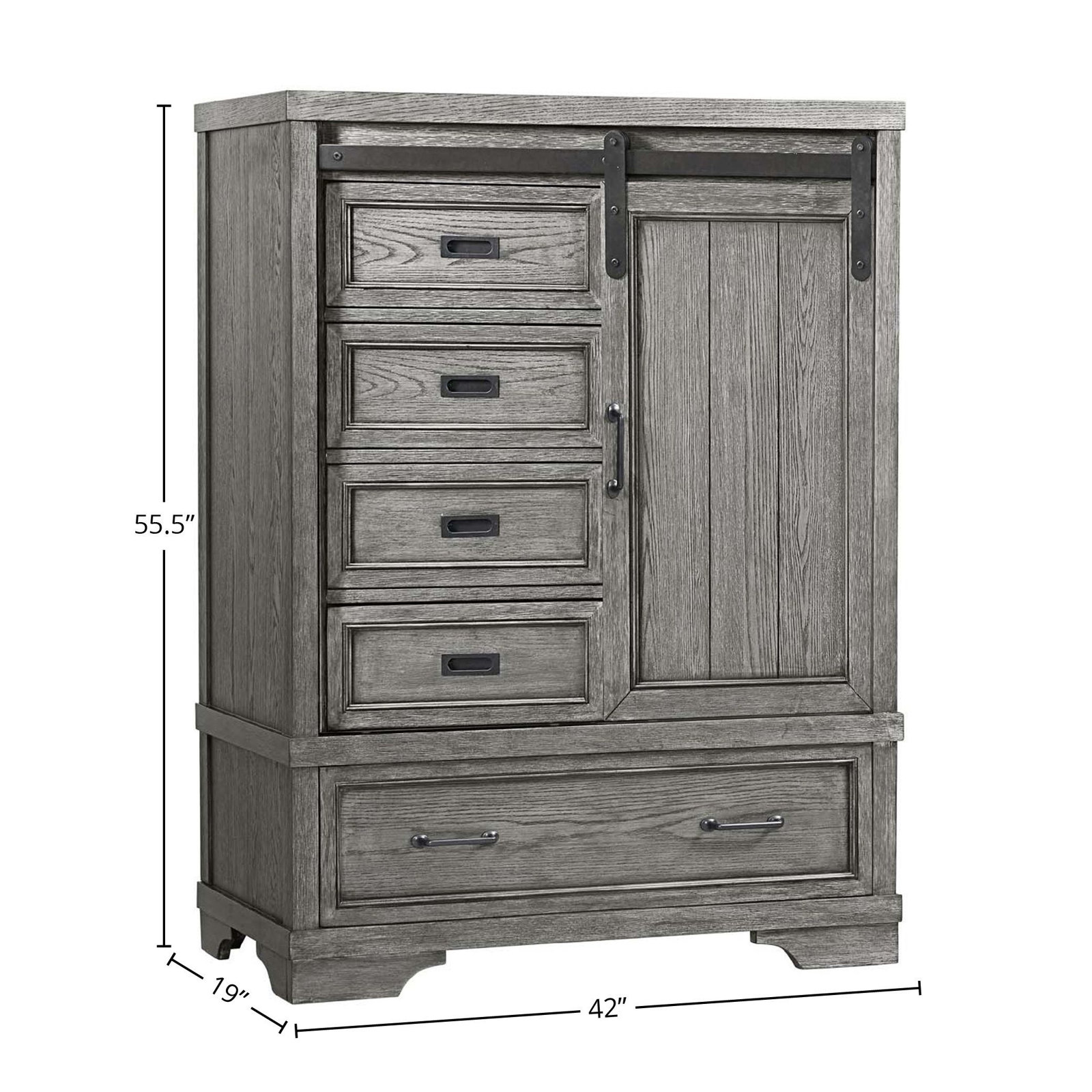 Danbury Traditional Wood Chifferobe, Brushed Pewter