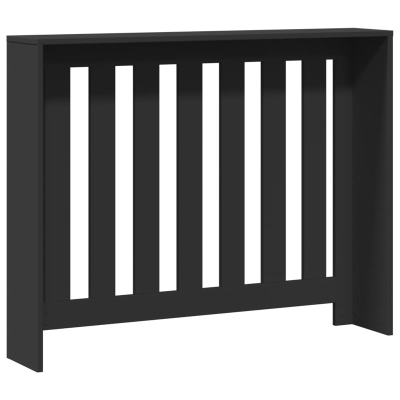 Small Radiator Cover, Black, 104 x 20 x 82 cm, Vertical Slats