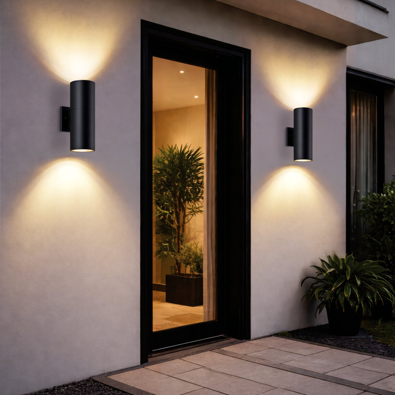 Modern Cylinder Wall Lights Up And Down E26 Outdoor Wall Light Fixture Matte Black, Waterproof Porch Light, Outdoor Sconce, For Patio, Garage, Doorway