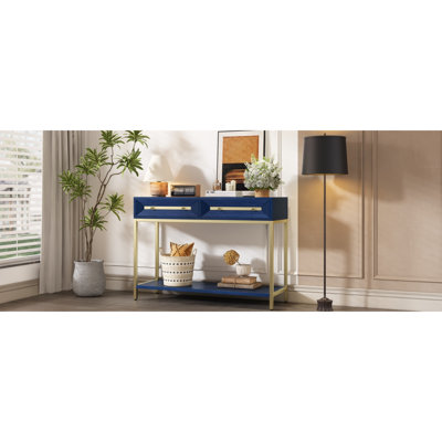 Console marine avec tiroir géométrique, deux tiroirs de rangement pour les tiroirs de vestibule rétro dans le vestibule, espace de vie