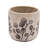 Gray Sand and Cement Planters with Brown Botanical Motifs