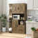 Straun Kitchen Pantry With Farm Doors and Microwave Shelf