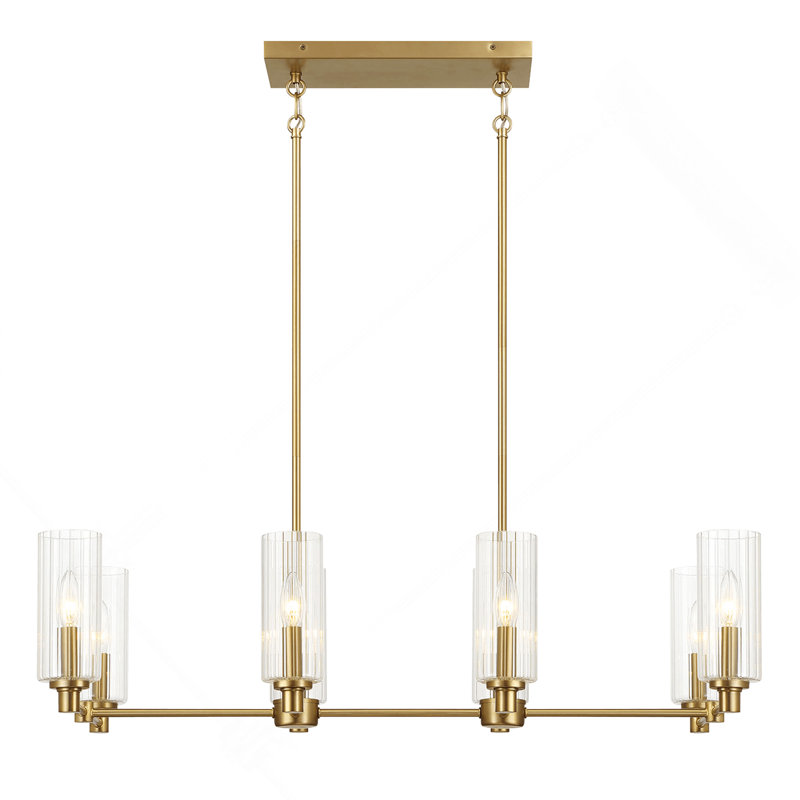 Luminaire suspendu en verre nervuré Willow Eight Lights Island